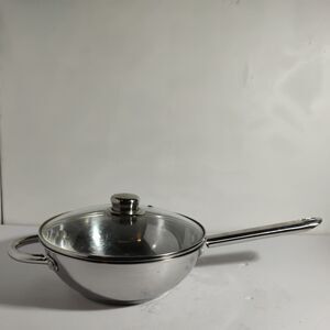 Wolfgang Puck 10” Wok Stir Fry 18/10 Stainless Cafe Collection with Lid